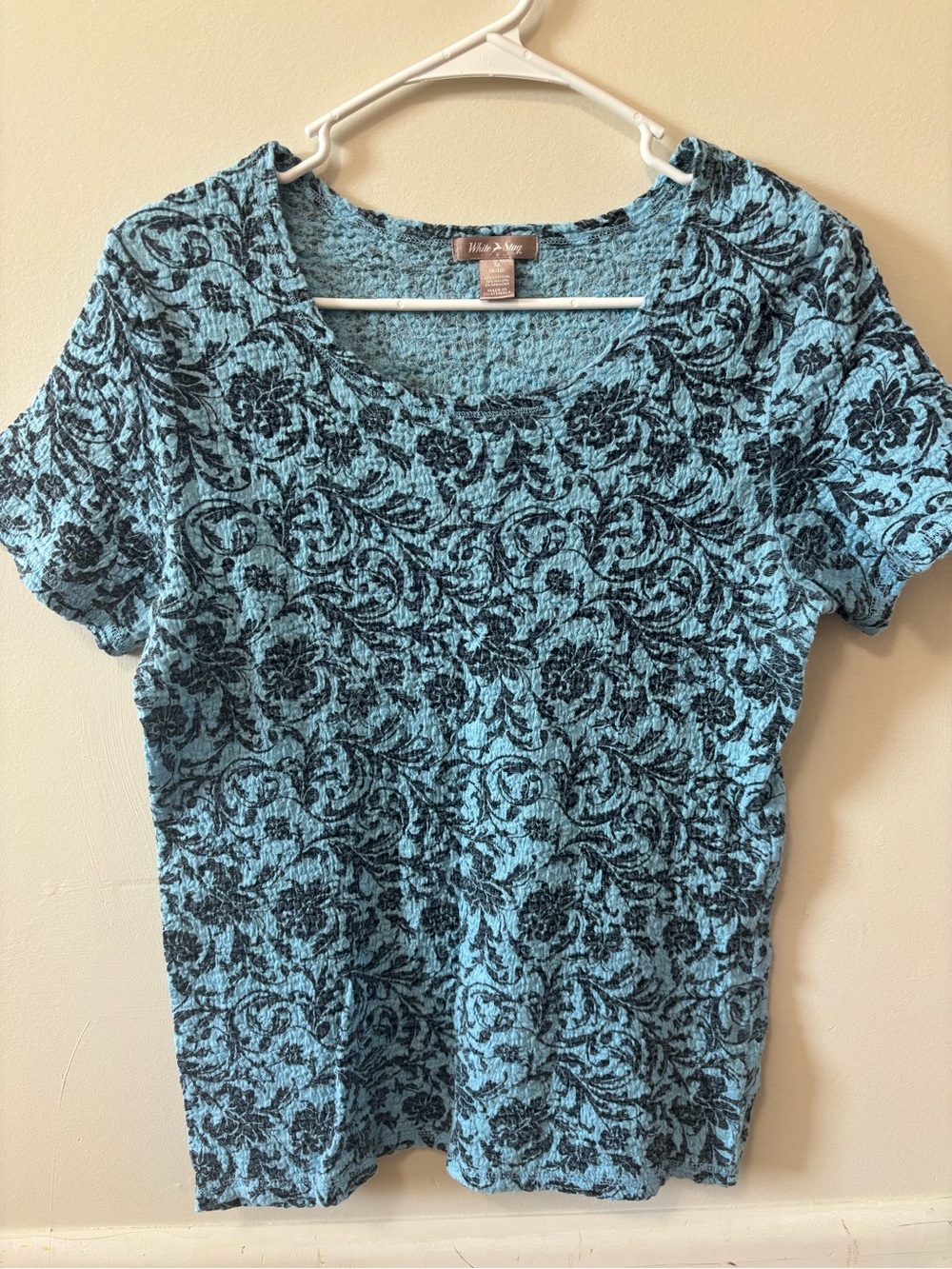 White Stag Blue and Black Floral Short Sleeve Tee